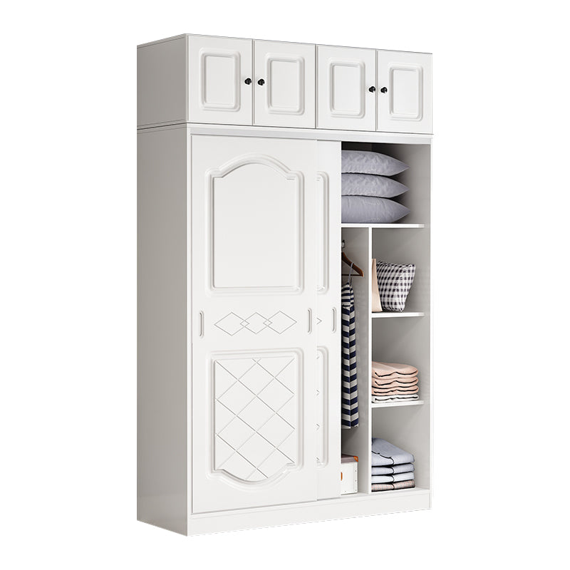 Manufactured Wood Kids Closet Modern Style Shelved Wardrobe Closet in White