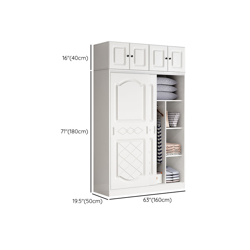 Manufactured Wood Kids Closet Modern Style Shelved Wardrobe Closet in White