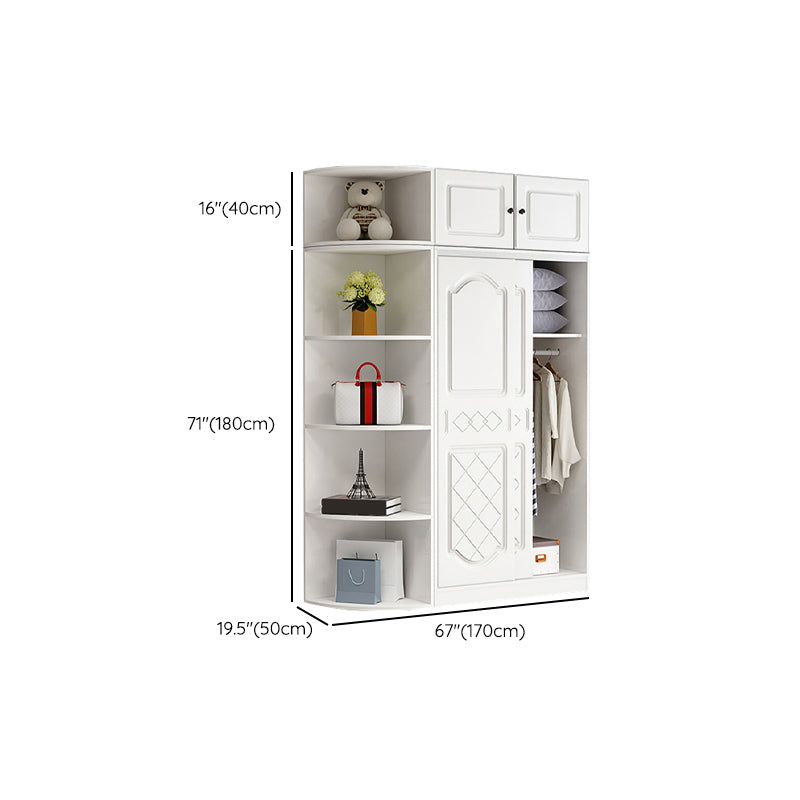 Manufactured Wood Kids Closet Modern Style Shelved Wardrobe Closet in White