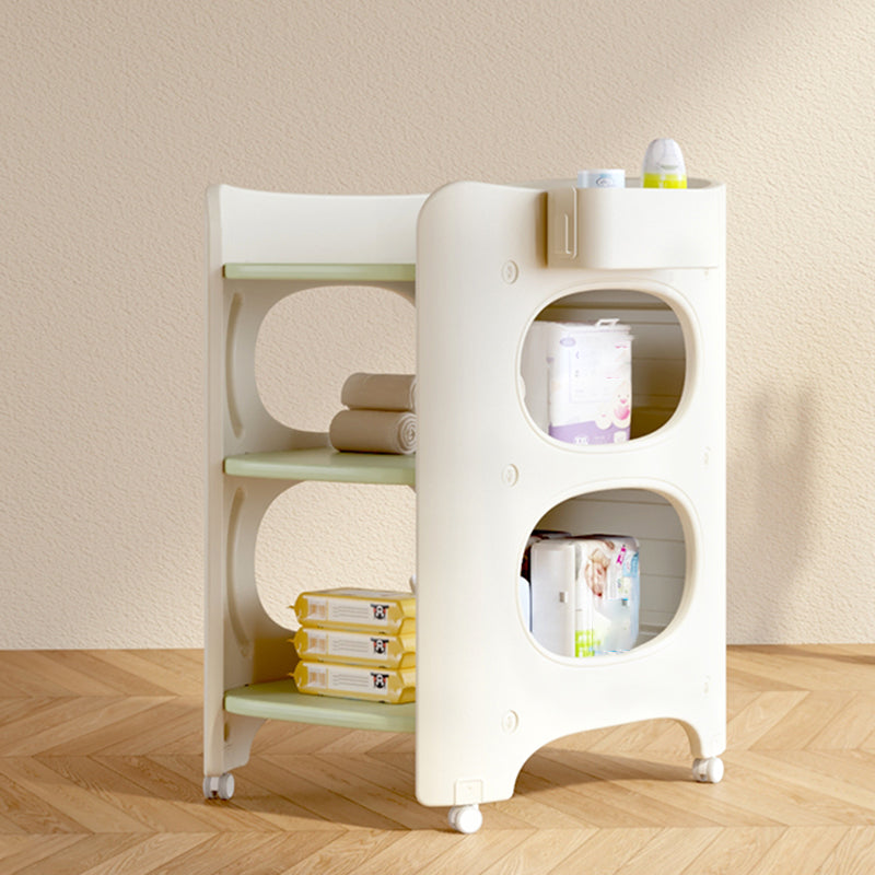 Flat Top Changing Table Plastic Changing Table with Safety Rails and Shelf