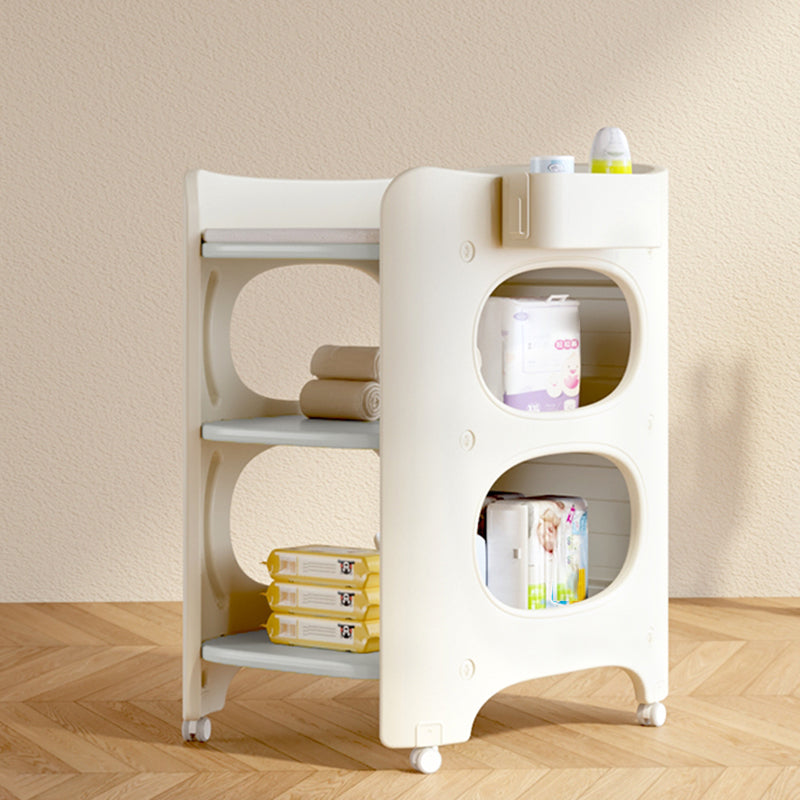 Flat Top Changing Table Plastic Changing Table with Safety Rails and Shelf