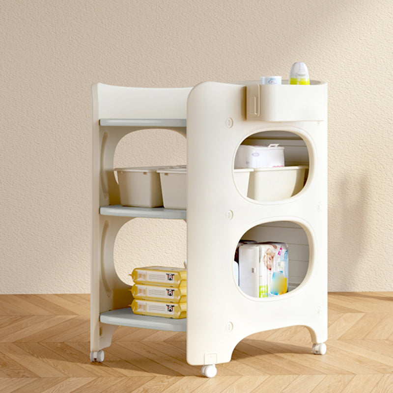 Flat Top Changing Table Plastic Changing Table with Safety Rails and Shelf