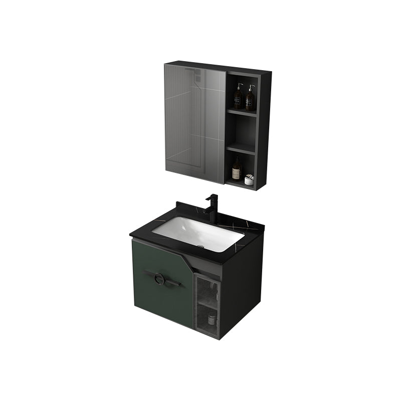 Modern Single Sink Vanity Metal Base Rectangular Wall Mount Vanity Set