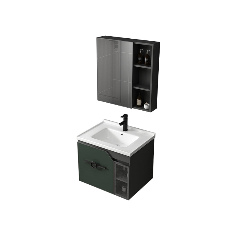 Modern Single Sink Vanity Metal Base Rectangular Wall Mount Vanity Set