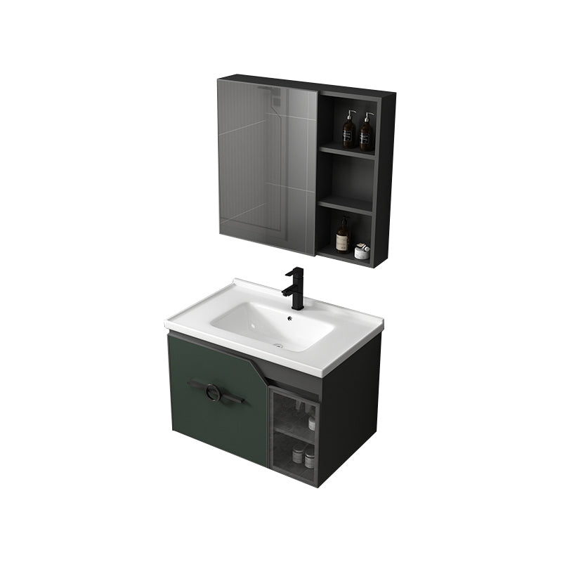 Modern Single Sink Vanity Metal Base Rectangular Wall Mount Vanity Set