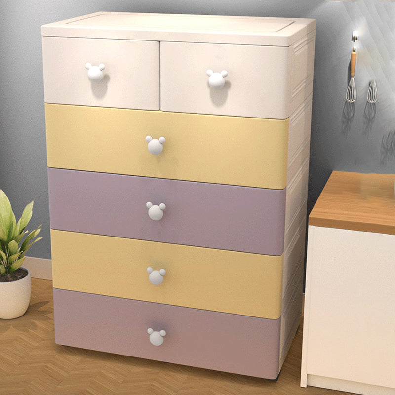 Contemporary Vertical Kids Furniture Plastic Nursery Dresser with 6 Drawers for Home