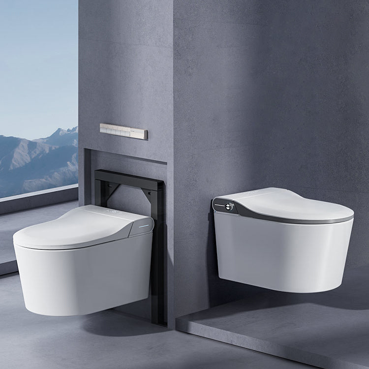 Elongated Wall Mounted Bidet Contemporary Heated Seat Wall Hung Toilet Set