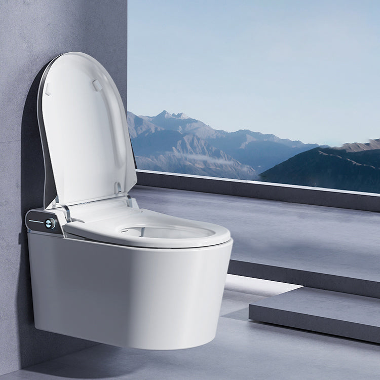 Elongated Wall Mounted Bidet Contemporary Heated Seat Wall Hung Toilet Set