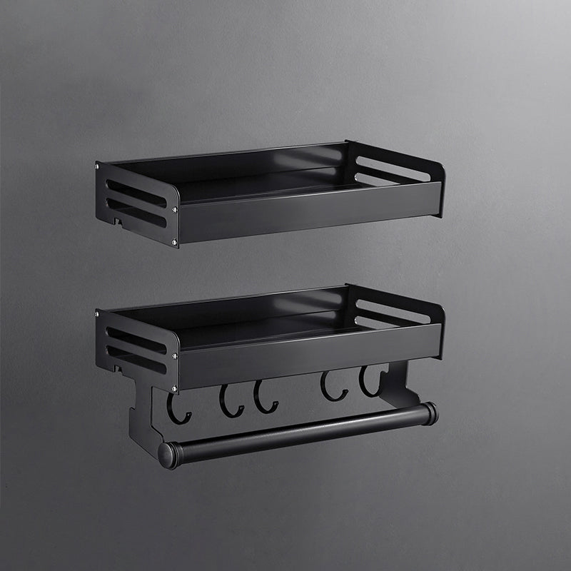 Matte Black Modern Bathroom Accessory Set, Set of 2, Bath Shelf