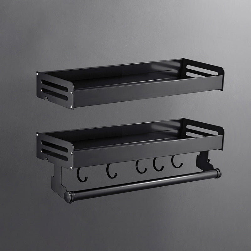 Matte Black Modern Bathroom Accessory Set, Set of 2, Bath Shelf