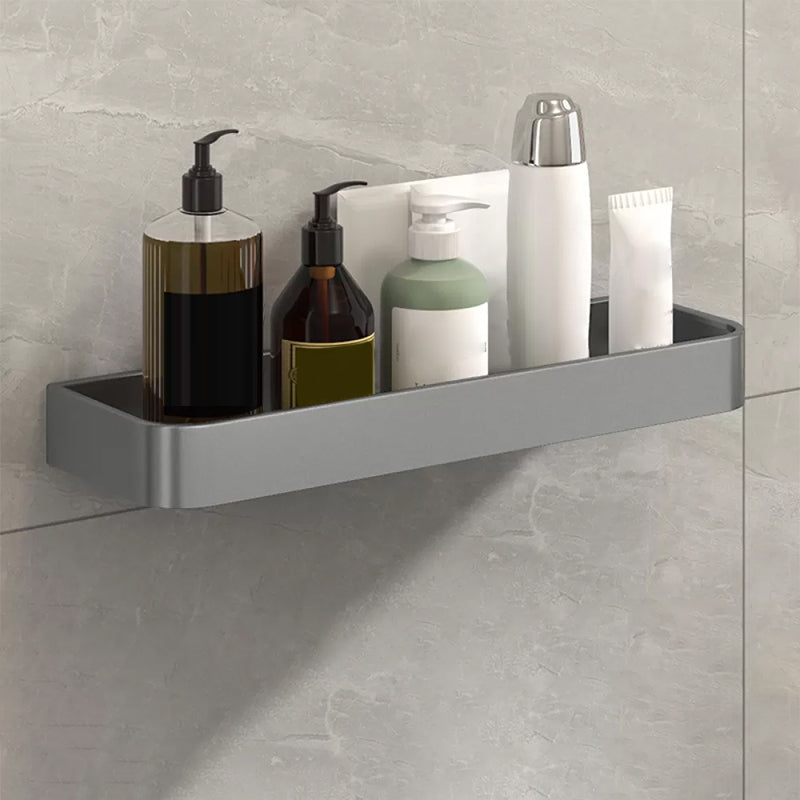 Modern Grey 2-Piece Bathroom Accessory Set, Matte Grey, Bath Shelf