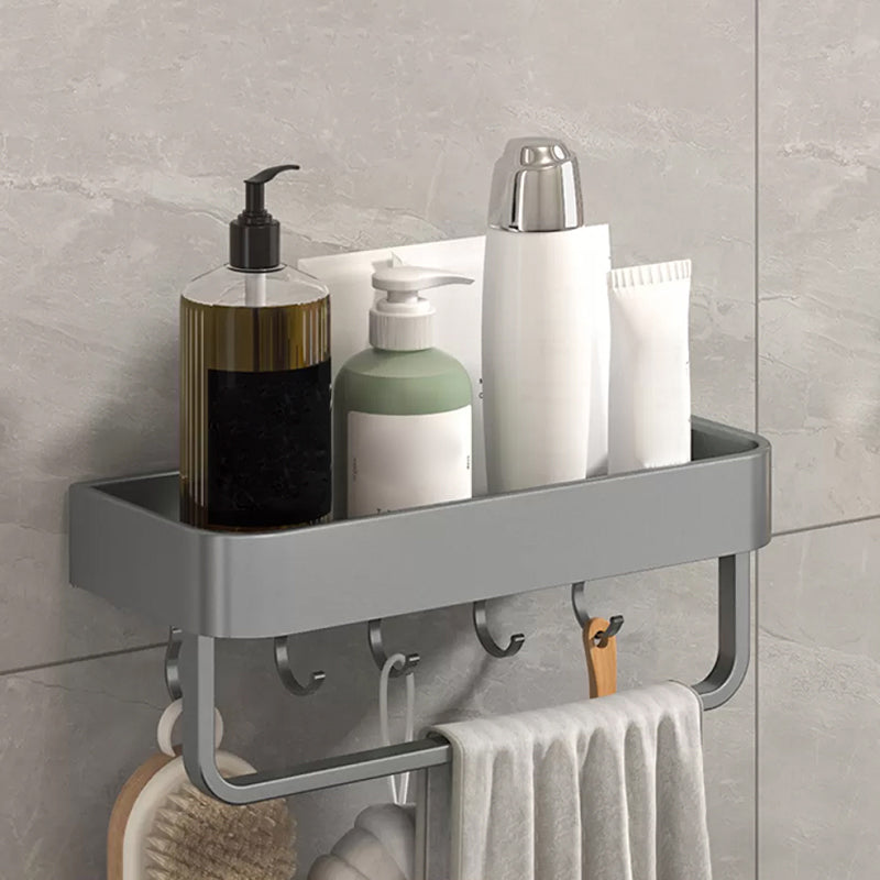 Modern Grey 2-Piece Bathroom Accessory Set, Matte Grey, Bath Shelf