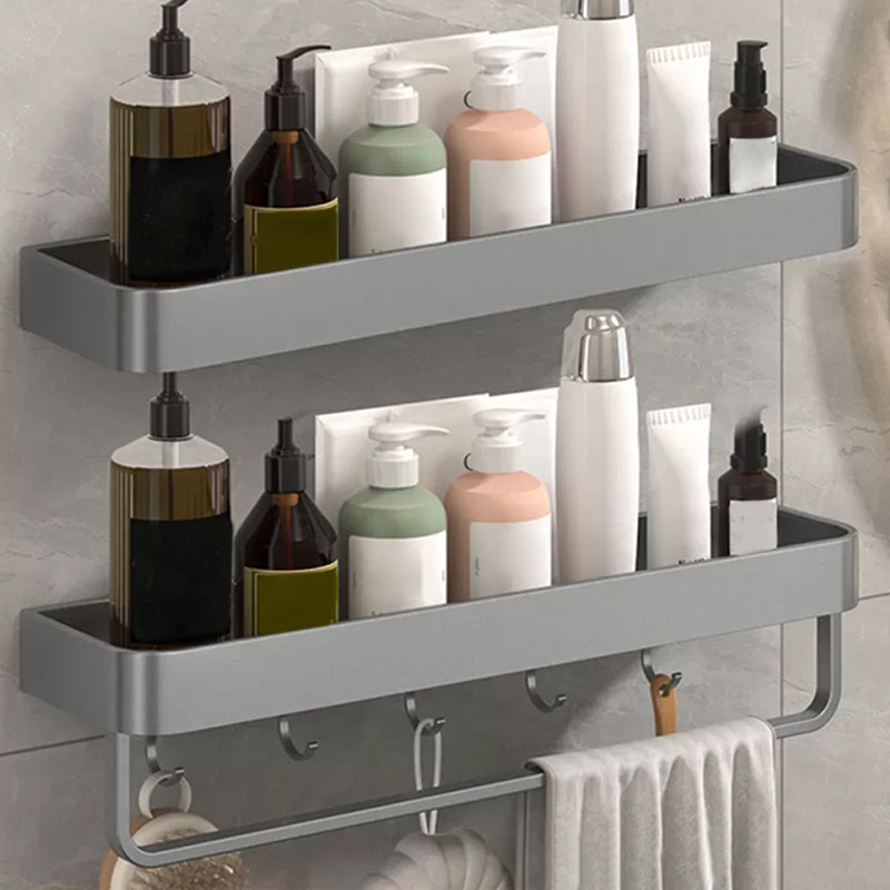 Modern Grey 2-Piece Bathroom Accessory Set, Matte Grey, Bath Shelf