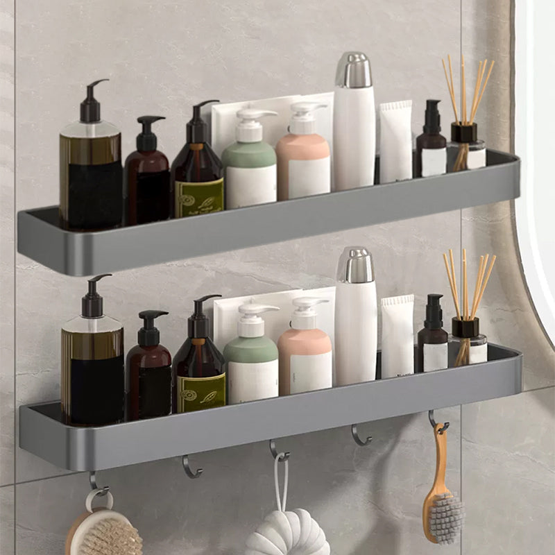 Modern Grey 2-Piece Bathroom Accessory Set, Matte Grey, Bath Shelf