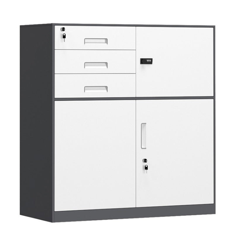 Contemporary File Cabinet Metal Frame Key Lock Lateral File Cabinet for Office