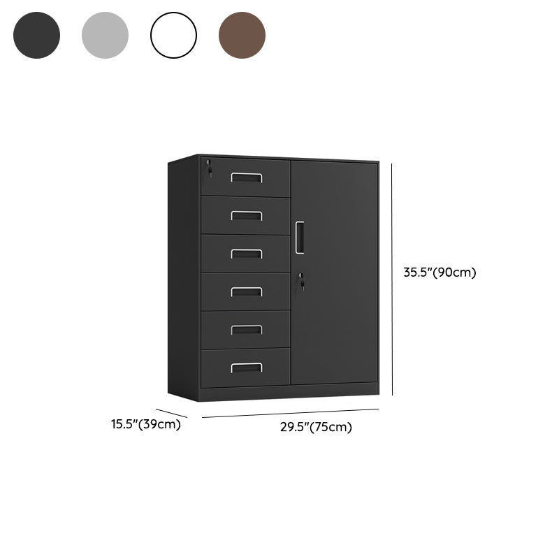 Contemporary File Cabinet Metal Frame Key Lock Lateral File Cabinet for Office