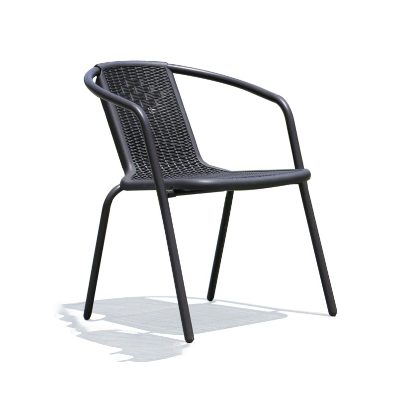 Black Metal Outdoor Chair Contemporary Armchair Stacking Outdoor Bistro Chair