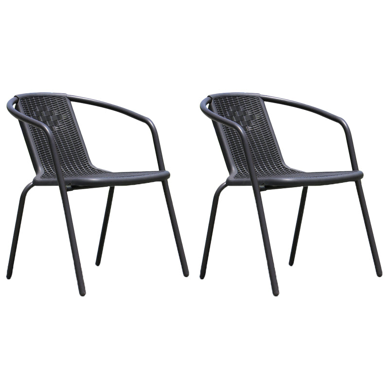 Black Metal Outdoor Chair Contemporary Armchair Stacking Outdoor Bistro Chair