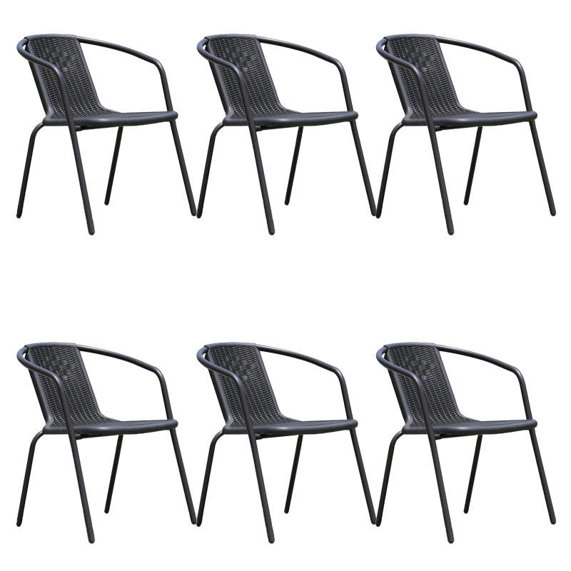 Black Metal Outdoor Chair Contemporary Armchair Stacking Outdoor Bistro Chair