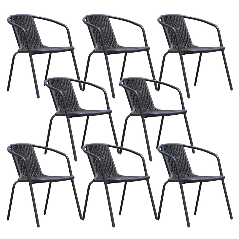 Black Metal Outdoor Chair Contemporary Armchair Stacking Outdoor Bistro Chair