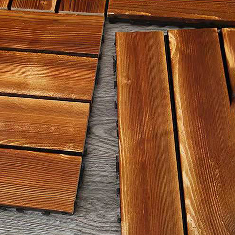 4-Slat Wood Floor Tiles Interlocking Installation Floor Board Tiles