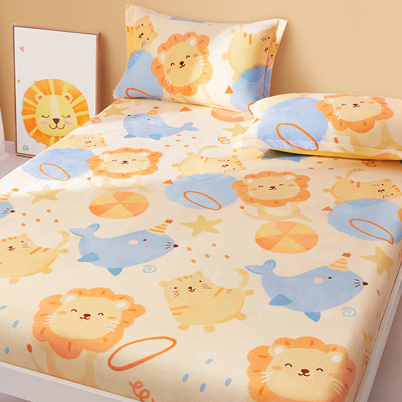 Sheet Sets Flannel Cartoon Printed Breathable Super Soft Wrinkle Resistant Bed Sheet Set