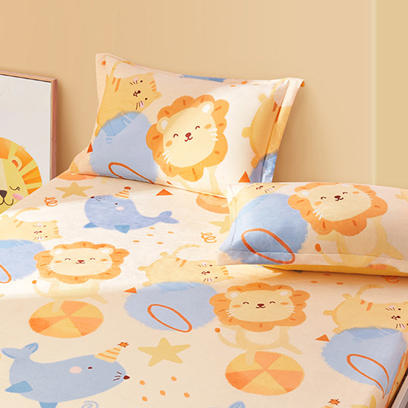 Sheet Sets Flannel Cartoon Printed Breathable Super Soft Wrinkle Resistant Bed Sheet Set