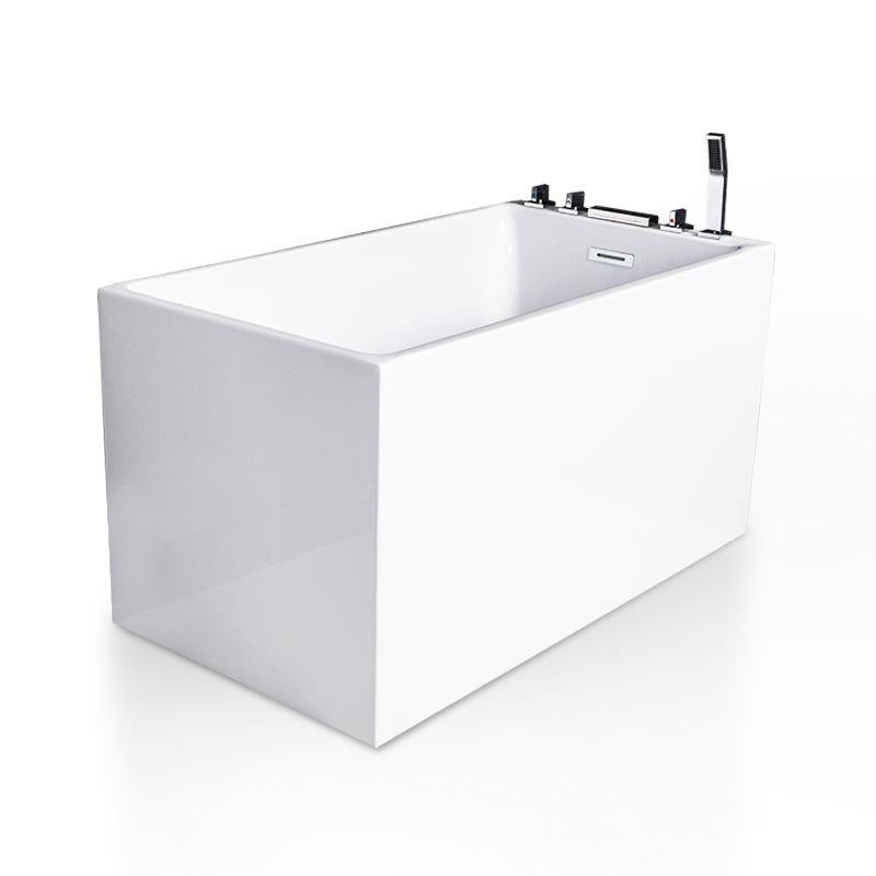 Back to Wall Acrylic Bathtub Stand Alone White Rectangular Bath