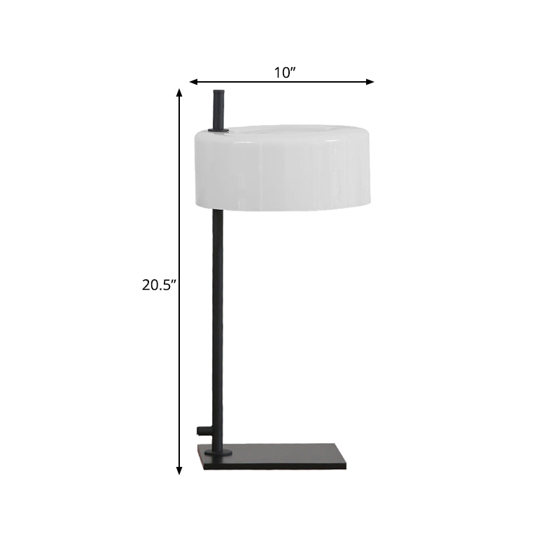 1 Bulb Living Room Desk Light Modern White and Black Table Lamp with Drum Metal Shade