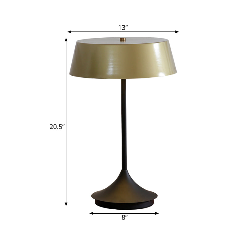 Light Brown Finish Bowl Night Table Light Post Modern 1 Head Metallic Nightstand Lamp