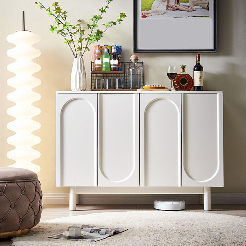 White Simple Style Sideboard Cabinet Engineered Wood Buffet Table