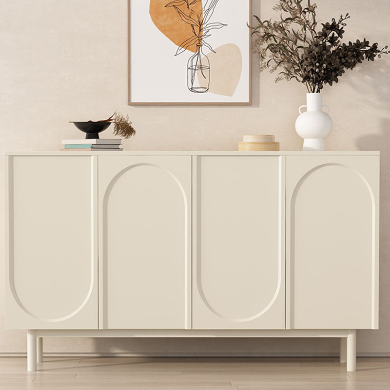 White Simple Style Sideboard Cabinet Engineered Wood Buffet Table