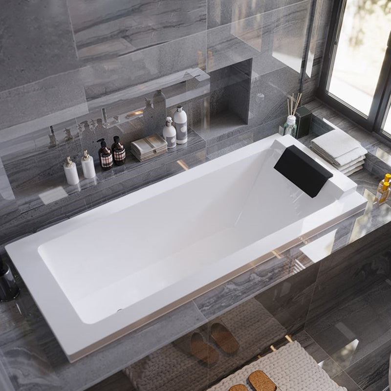 Acrylic White Rectangular Bath Modern Drop-in Soaking Bathtub