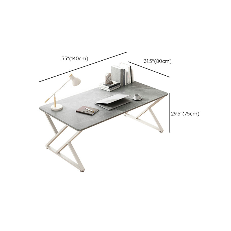 Rectangle Writing Desk Antique Finish Computer Desk with Metal Legs