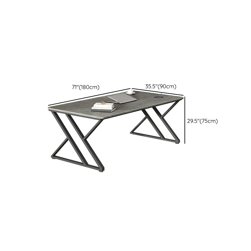 Contemporary Gaming Desk Antique Finish Office Desk with Metal Legs