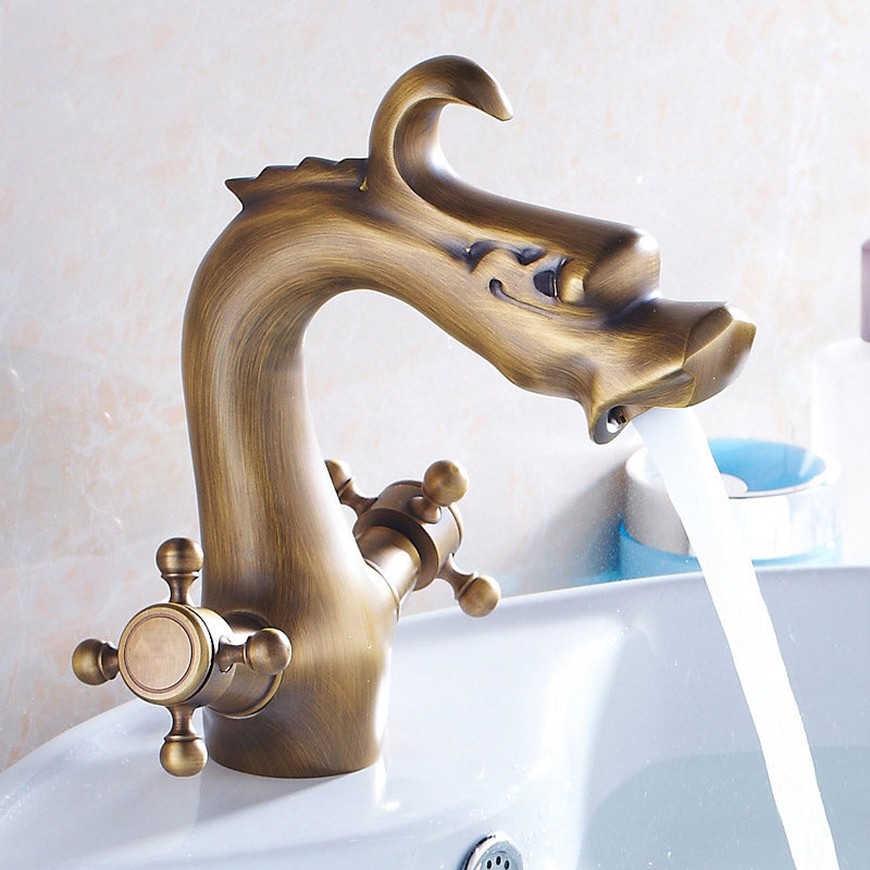 2 Handles Wide Spread Bathroom Faucet Industrial Lavatory Faucet