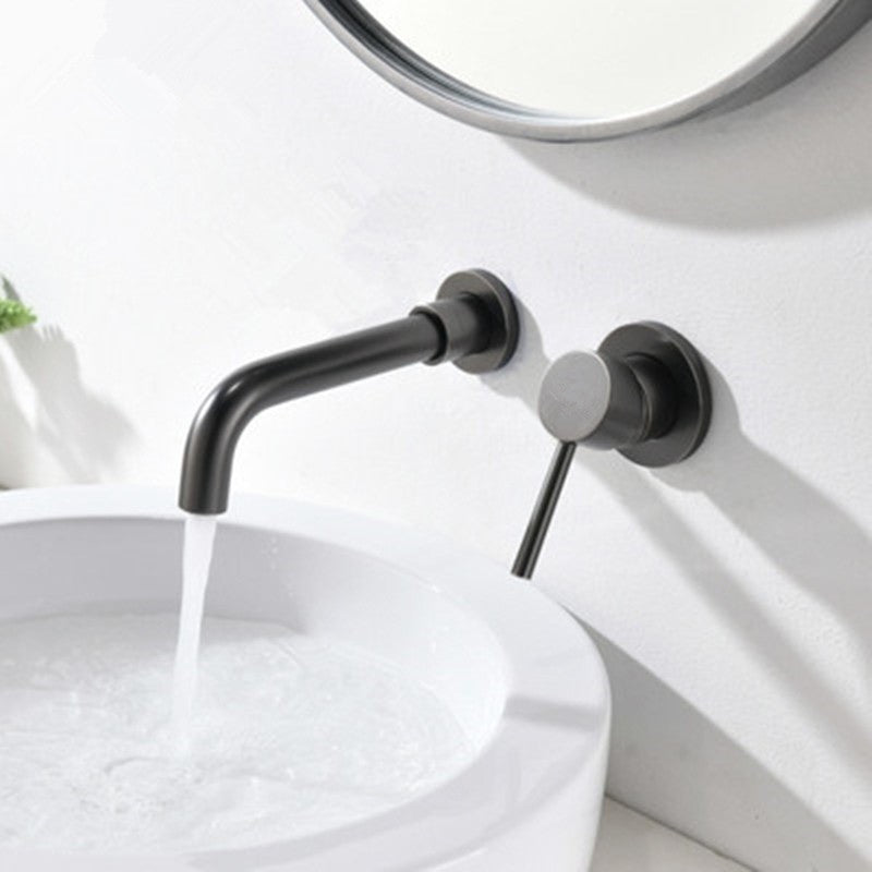 Bathroom Faucet Scratch Resistant 2 Holes Wall Mount Lever Handle Low Arc Sink Faucet