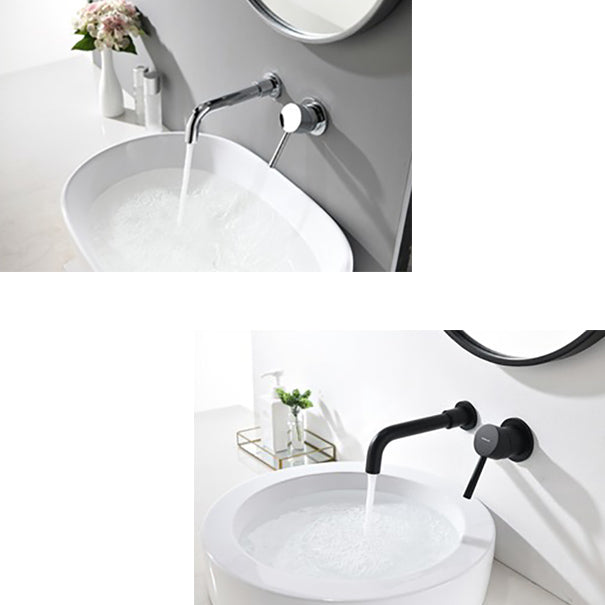 Bathroom Faucet Scratch Resistant 2 Holes Wall Mount Lever Handle Low Arc Sink Faucet