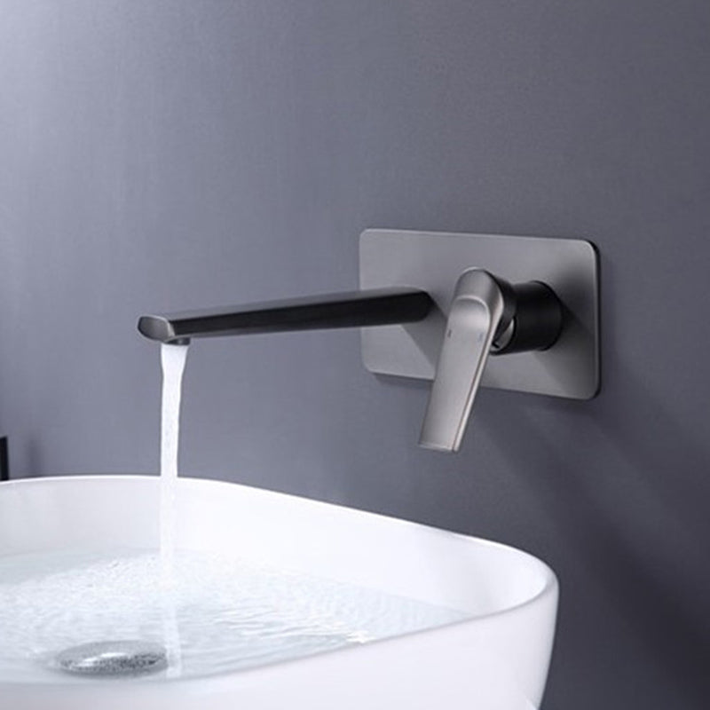 2 Holes Sink Faucet Single Lever Handle Wall-Mounted Low Arc Bathroom Faucet