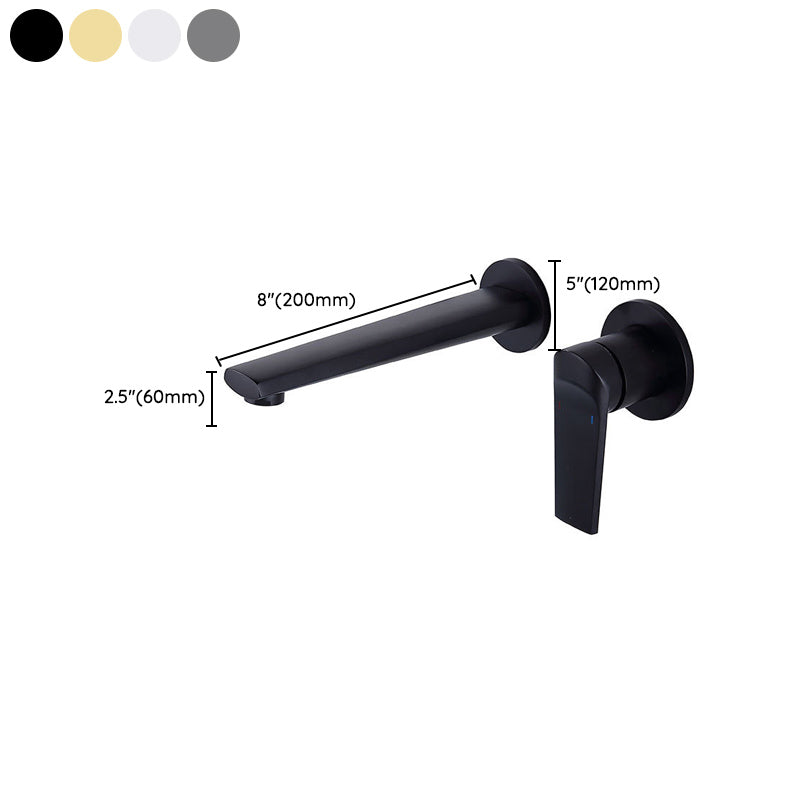 2 Holes Sink Faucet Single Lever Handle Wall-Mounted Low Arc Bathroom Faucet