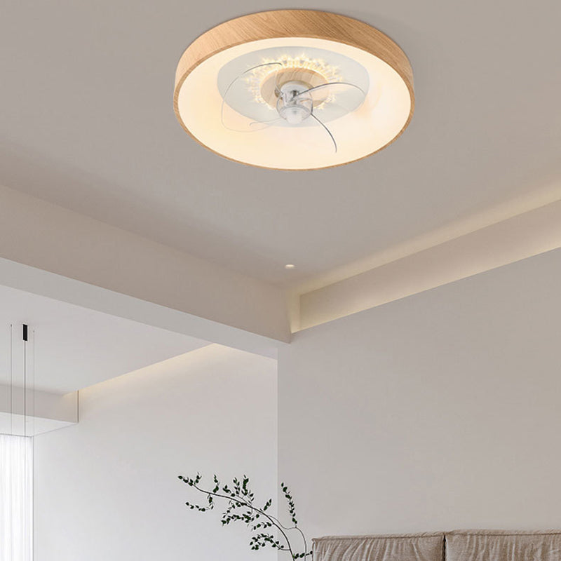 Modernism Single Beige Ceiling Fan Lamp LED Round Ceiling Fan Light