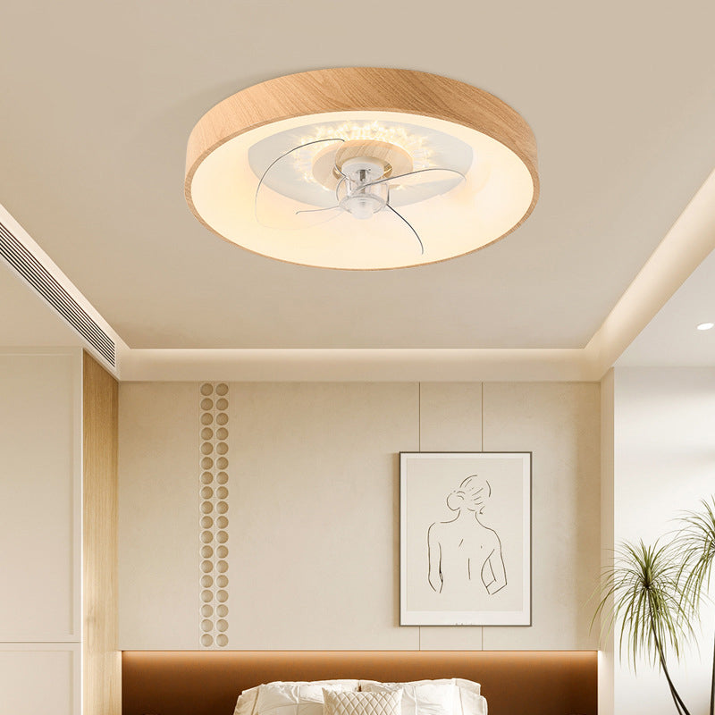 Modernism Single Beige Ceiling Fan Lamp LED Round Ceiling Fan Light