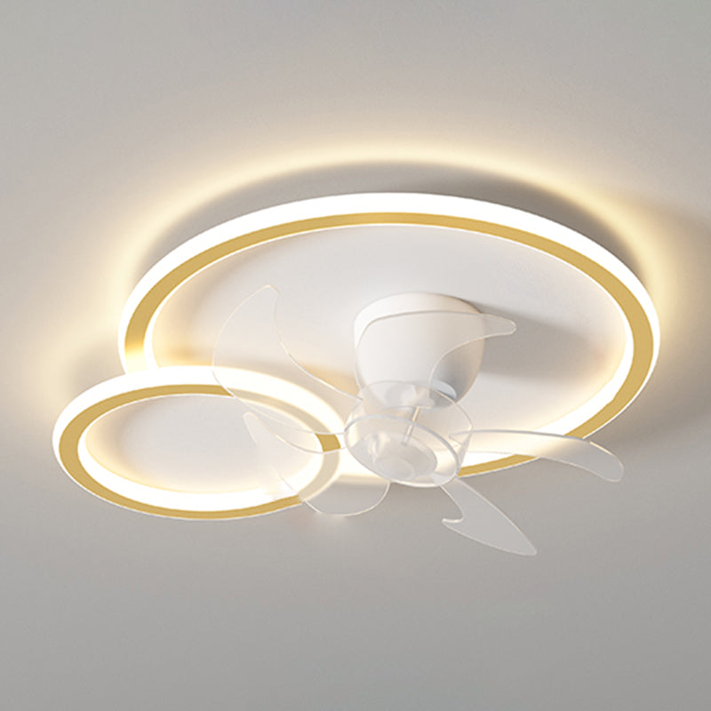 Contemporary LED Ceiling Fan Light Geometric Rotatable Fan Light Ceiling in White