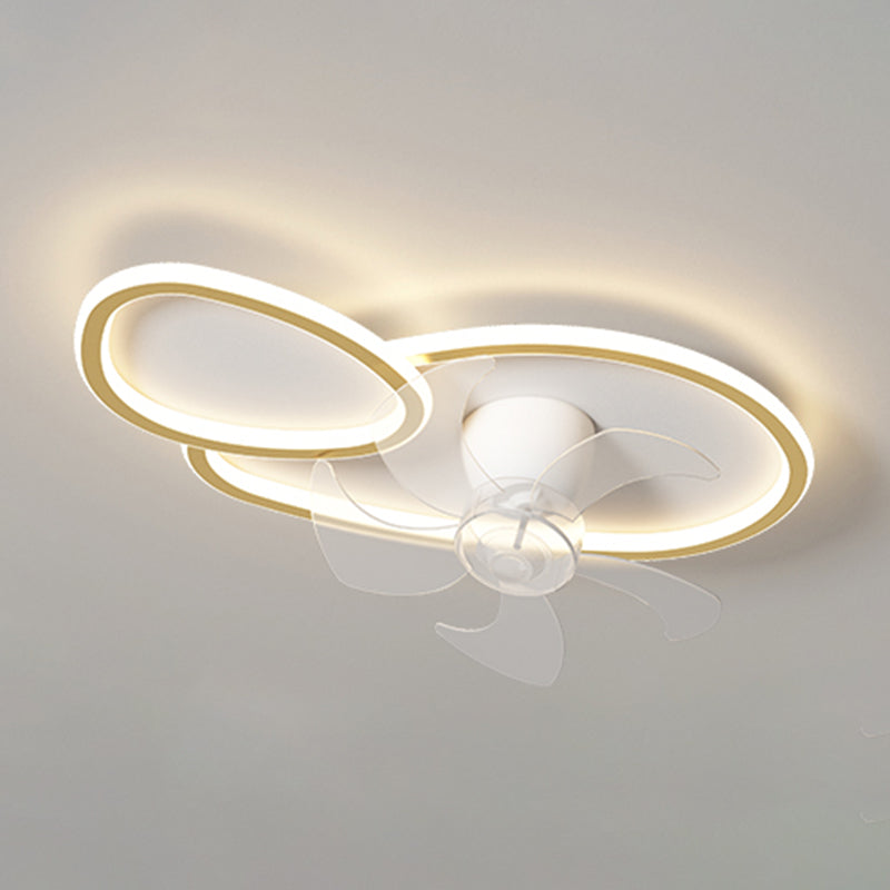 Contemporary LED Ceiling Fan Light Geometric Rotatable Fan Light Ceiling in White