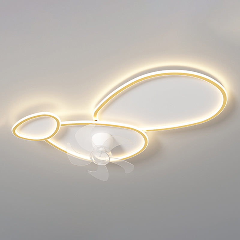 Contemporary LED Ceiling Fan Light Geometric Rotatable Fan Light Ceiling in White