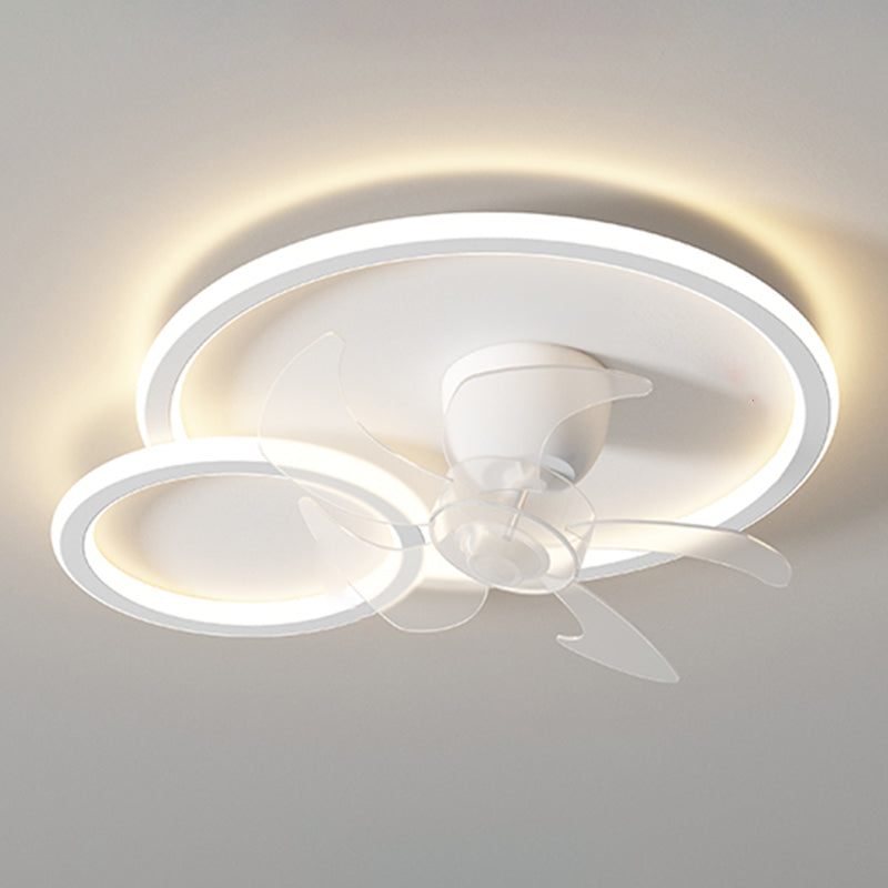 Contemporary LED Ceiling Fan Light Geometric Rotatable Fan Light Ceiling in White