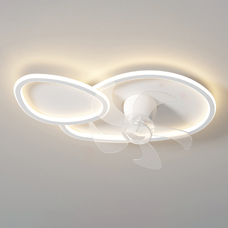 Contemporary LED Ceiling Fan Light Geometric Rotatable Fan Light Ceiling in White