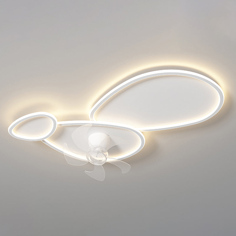 Contemporary LED Ceiling Fan Light Geometric Rotatable Fan Light Ceiling in White