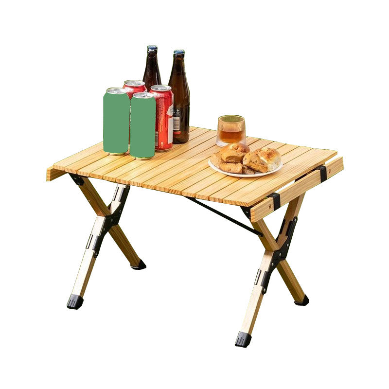 Solid Wood Outdoor Folding Table Modern Style Natural Camping Table