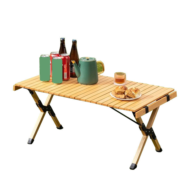 Solid Wood Outdoor Folding Table Modern Style Natural Camping Table